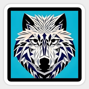 Pop Art Geometric Wolf Face Sticker